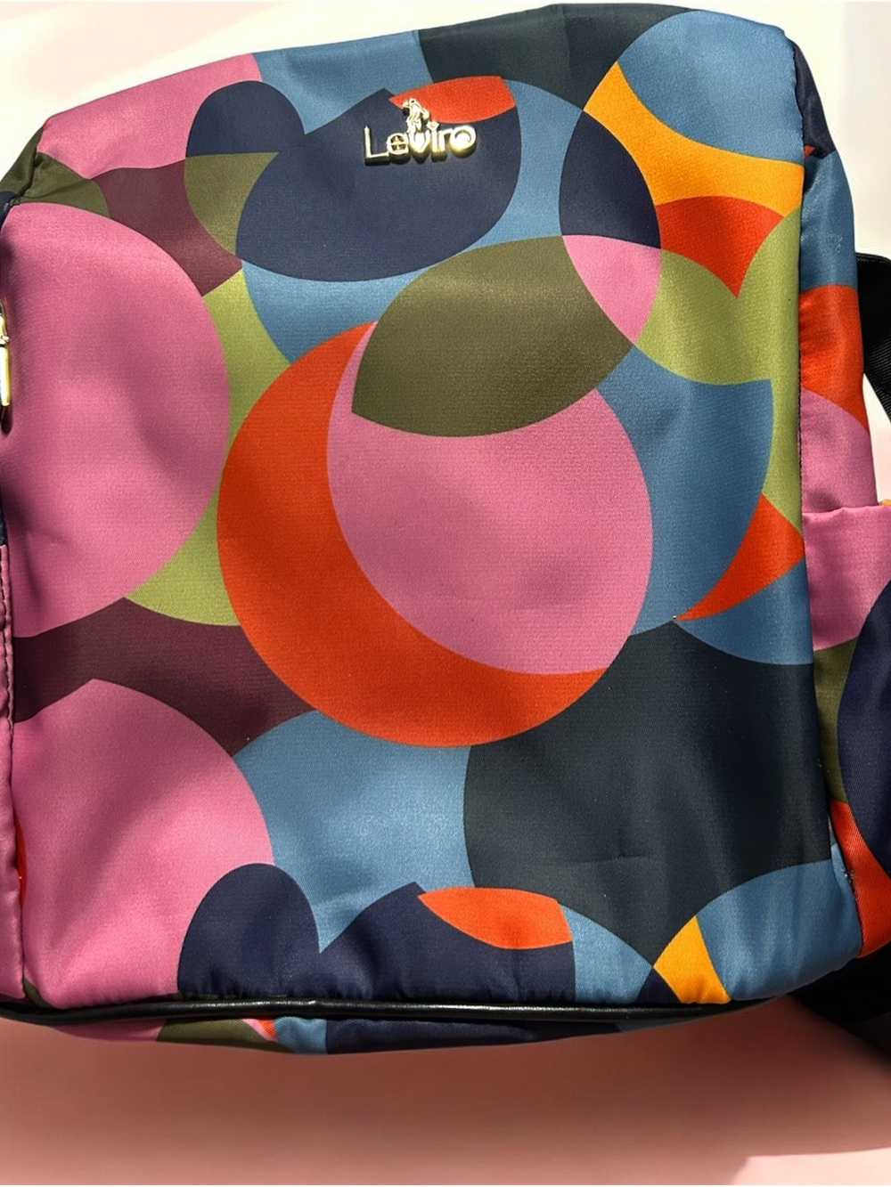 Leviro Multicolor Circle-Print Backpack - Pink, Blue & Orange